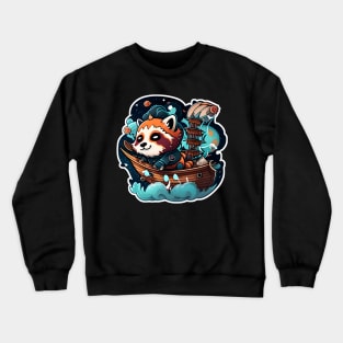 Red Panda Dave but he's a boat Captain in search of Treasure planet Crewneck Sweatshirt